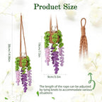 Crochet Car Air Freshener, 8ml Empty Refillable Oil Diffuser Bottle with Hanging Crochet Purple Wisteria Plant & Hanging Tools, Car Rearview Mirror Diffuser for Wall Art & Home & Office Decoration