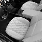 2 Pack Front Bottom Car Seat Cover, Luxury Leather Seat Covers Compatible with Tesla Model Y/3 2026 2025 2024-2020, Breathable and Waterproof Tesla Model Y/3 Accessories (White, 2Pcs)