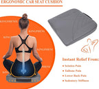 kingphenix Premium Car Seat Cushion, Memory Foam Driver Seat Cushion to Improve Driving View- Coccyx & Lower Back Pain Relief - Seat Cushion for Car, Truck, Office Chair (Leather Gray)