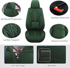 otoez Car Seat Covers Full Set, Universal Leather Seat Cover 5 Seat Waterproof & Breathable Automotive Seat Protector Full Coverage for Cars Sedens, Trucks, SUVs, Vans (Green)