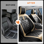 CX-3 Car Seat Covers Fit for Mazda CX-3 2016-2021, Full Coverage Premium Leather Waterproof Breathable Seat Covers, Automotive Seat Protectors, Airbag Compatible(2 Front Seats, Black Beige)