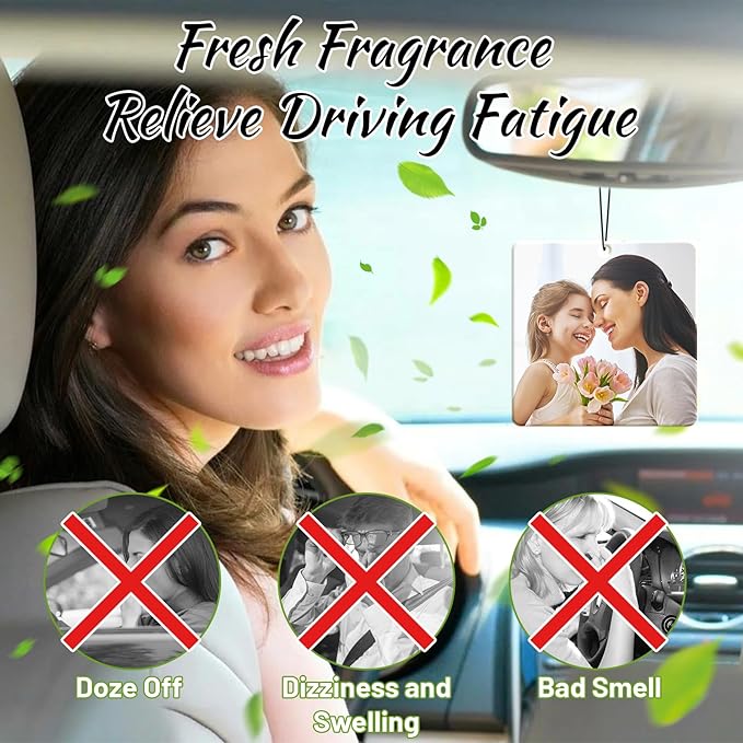 Custom Air Fresheners with Picture - Personalized Double Sided Photo Text Air Freshener for Car Wardrobe Bathroom Hanging Ornaments (Square-1PCS)
