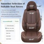 Coverado Front and Back Seat Covers 5 Pieces, Waterproof Nappa Leather Auto Seat Protectors Full Set with Head Pillow, Universal Car Accessories Fit for Most Sedans SUV Pick-up Truck, Brown