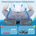 CloudBliss Gel Seat Cushion - Cooling Gel Enhanced, Memory Foam, Ergonomic Seat Cushion for Long Sitting for Office, Game, Car, Airplane (Large, Grey)