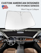 Proadsy 2026 Upgrade Windshield Sun Shade Custom Fit 2015-2016 Genesis Foldable Front Sunshade Protector Sun Visor Blocks UV Rays Keep Car Cooler