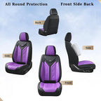 Coverado Car Seat Covers Full Set, Car Seat Protectors Leather Seat Covers for Cars, Automotive Seat Covers Car Accessories Universal Fit for Most Sedans SUV Pick-up Truck(Black&Purple)