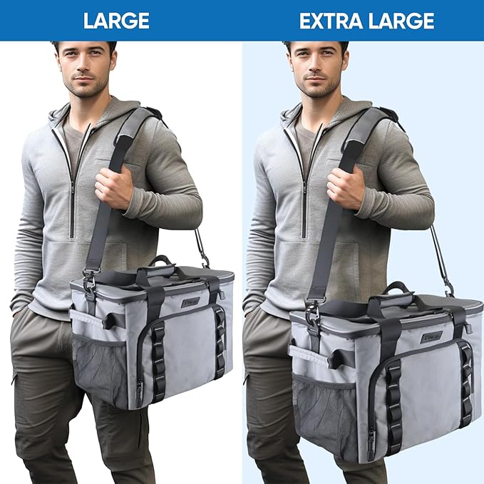 BALEINE Extra Large Soft Cooler Bag, Portable Leakproof Cooler, 40/60 Cans Volume for Beach, Camping, Kayaking, Travel, and Road Trips