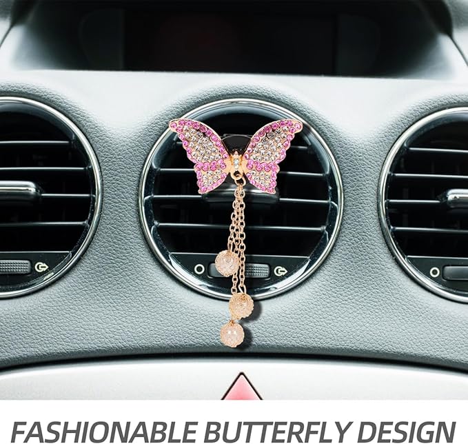 Healifty Car Air Freshener Clips for Vents 2 Pcs Butterfly Rhinestone Aromatherapy Diffuser Vent Clips Stylish Auto Vent Clip Air Freshener Car Interior Accessories for Women