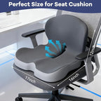Ergonomic Seat Cushion for Office Chair & Car - Memory Foam Car Cushions for Driving with L-Shaped Design, Adjustable Strap, Non-Slip Bottom - Orthopedic Pad for Truck Driver (Grey)
