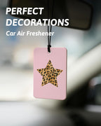 Trendy Leopard Car Air Freshener 4 Pcs, Preppy Pink Cheetah Print Star Lucky 8 Ball Hanging Air Freshener for Cars Closet Drawer Books, Cute Girly Car Accessories Mirror Decor for Women
