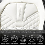 Coverado Leather Seat Covers, Car Seat Covers Full Set, Waterproof Nappa Leather Car Seat Cover, Car Seat Protectors 5 Seats, Black & White Automotive Seat Covers Fit for Most Cars Trucks