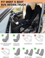 Universal Car Seat Cover Towel, Waterproof Washable Sweat Protection for Front Bucket Seats, Non-Slip Fit, Fits Cars SUVs Trucks, Ideal for Gym, Kids, Pets, Outdoor Sports, Travel (Black, 1 Pack)