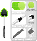 XINDELL Windshield Cleaner Tool – Car Interior Window Cleaning Kit with Extendable Handle & 4 Microfiber Pads, Auto Wiper Inside Windshield Brush for Car & Home Windows
