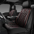 CAR PASS Piping Luxury PU Leather Two Front Car Seat Covers, Waterproof Anti Slip Seat Covers Compatible with Front Seat Armrests,Universal Fit for Suvs,Vans,Trucks,Airbag Compatible(Black and Red)
