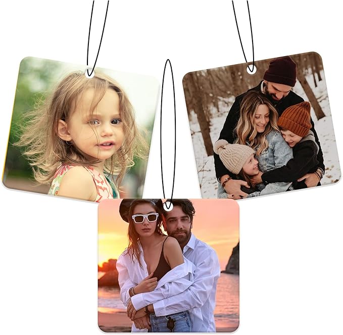 Custom Air Fresheners with Picture,Personalized Photo Air Freshener for Car,Customized Double Sided Dangle it Air Fresheners for Bedroom Bathroom Wardrobe Hanging Ornaments (1p-Square)