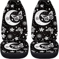 BIGCARJOB Moon Butterfly Car Seat Cover Set for Front Seat Only,2 Pack Black Butterfly Auto Front Seat Protector Saddle Blanket for Women Car Interior Accessories