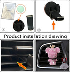 Bling Cute Diamond Bear Air Vent Clips Car Accessories,Shiny Crystal Bear Car Air Freshener Vent Clip,Rhinestone Car Decor Glitter Car Interior Interior Decoration，Holiday Gift for Boys Girls Friends Family (Silver 1 x Bear， 2 x Cute bling Hook)