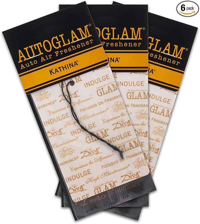 Tyler Candle Kathina Autoglam Ivory And Gold 4.5 x 3 Cardboard Auto Air Freshener Mirror Hanger, Pack of 3