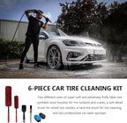 6PCS Car Wheel Cleaning Pro Kit, Soft Wheel Cleaner Tire Brush Detailing Brush with Applicator Pads, Scratch-Free Rim Brushes Tire Scrubber Dressing Pads for Vehicle Cleaning