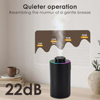 Waterless Essential Oil Diffuser with 8 Color LED Night Light, 3 Mist Levels & Timers, Portable Rechargeable Aromatherapy Diffuser for Home Car Room Studio Office, Black Metal (Black)