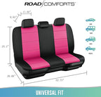 Road Comforts Car Seat Cover, Leather Car Seat Cover Full Set, Automotive Seat Covers, Airbag Compatible Universal Fit for Most Cars (Hot Pink)