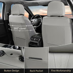 FLORICH Car Seat Covers Full Set Leather Seat Cover for Cars Full Coverage Seat Cover Waterproof Universal Seat Cover for Cars Seats Protector Cushion Universal Fit for Most Cars SUV Trucks, Gray