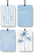 Blue Summer Beach Air Freshener 4 Pcs, Trendy Preppy Bikini Starfish Coconut Tree Ocean Hanging Air Freshener for Cars Closet Drawer Books, Girly Beachy Car Accessories Mirror Decor for Women