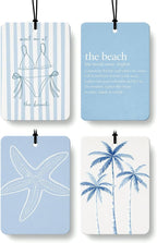 Blue Summer Beach Air Freshener 4 Pcs, Trendy Preppy Bikini Starfish Coconut Tree Ocean Hanging Air Freshener for Cars Closet Drawer Books, Girly Beachy Car Accessories Mirror Decor for Women