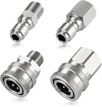 4 PCS Pressure Washer Coupler Quick Connect Fittings，3/8 in NPT Female and Male Thread (Premium Pressure Washer Hose Adapter Set), Stainless Steel Hose Connector, 2 Set