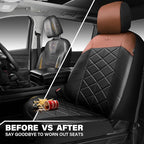 CAR PASS Nappa Leather Waterproof Car Seat Covers Two Front, 3D Foam Automotive Seat Covers with Memory Foam, Universal Fit for Cars SUV Truck Sedan, Airbag Compatible, Black Brown