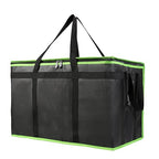 Bodaon 2-Pack Insulated Food Delivery Bag, XXX-Large Meal Grocery Tote Insulation Bag for Hot/Cold Food, Commercial Cooler/Thermal Bags, Large Capacity Reusable Warming Bag, Black with Green Edge