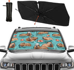 Cute Capybara Print Car Sunshade Umbrella Capybaras Windshield Sun Shade for Car Retractable Umbrella Sunshades for Front Window Cute Sun Shades Cover Visor Portector Block UV Rays