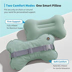 Mixtrend Travel Lumbar Pillow – Inflatable Memory Foam Back Support Cushion for Airplane, Car, Office Chair, Long Flight – Ergonomic Pain Relief for Women, Men & Kids (Matcha Green)