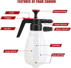 Foam Sprayer, Foaming Pump Blaster Hand Pressure Snow Foaming Cannon Water Blaster, Hand Pressurized Soap Sprayer Manual Foam Cannon Car Wash