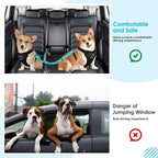 SlowTon Dog Seat Belt, Double Dog Seatbelt Adjustable Vehicle Safety Leash with Elastic Bungee Buffer, Reflective No Tangle Y Shape Two Dog Harness Seat Belt Splitter for Pets Car Trip (Mint Blue, M)