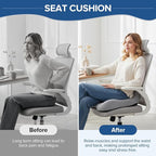 Urban Deco Memory Foam Seat Cushion, Office Chair Seat Cushion with L-Shaped Design, Ergonomic Back and Seat Pad Cushion for Car, Driving, Office, Grey