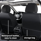 Car Seat Cover Full Set Sets, Universal Car Seat Covers for Cars, Premium Waterproof Leather, Protect & Upgrade Car Interior, Compatible with Airbags, Easy to Install & Clean Up