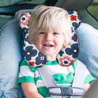 Baby Travel Pillow, Upgrade U-Shape Infant Pillow for Car Seat Pushchair and Stroller, Soft Comfortable Sleep Cushion for Kids Newborn and Toddler -Flower Blue