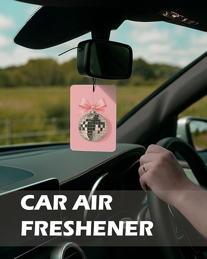Girly Christian Cologne Car Air Freshener 4 Pcs, Coquette Pink Bow Disco Ball Beach Hanging Air Freshener for Cars Bathroom Dorm Books Decor, Christian Accessories Gifts for Women Girls