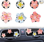 6PCS Flower Vent Clips, Car Air Fresheners Vent Clips, Cherry Blossom Dashboard Decoration, Car Accessories Aesthetic Interior Decor for Women Peach Blossom (No Aromatherapy Tablets)