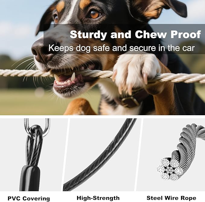 Dog Seat Belt for Car,Chew Proof Puppy Seatbelt,Heavy Duty Pet Leash for Medium & Large Chewer Dogs
