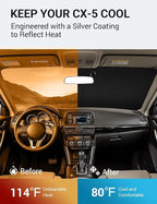 Proadsy 2026 Upgrade Windshield Sun Shade Custom Fit CX-5 2013 2014 2015 2016 CX5 Front Sunshade Protector Foldable Sun Visor Blocks UV Rays Keep Car Cooler