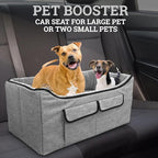 Pet Booster Car Seat for Large Pet or Two Small Pets with 2 Safe Secure Leash Seat Belts and Elevated View Easy Fold Up for Compact Storage