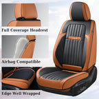 Coverado Car Seat Covers Front, Seat Covers for Cars, Waterproof 2-Pack Car Seat Cushions, Leather Carseat Seat Protectors, Universal Seat Covers Fit for Most Sedans SUV Pick-up Trucks(Brown&Black)