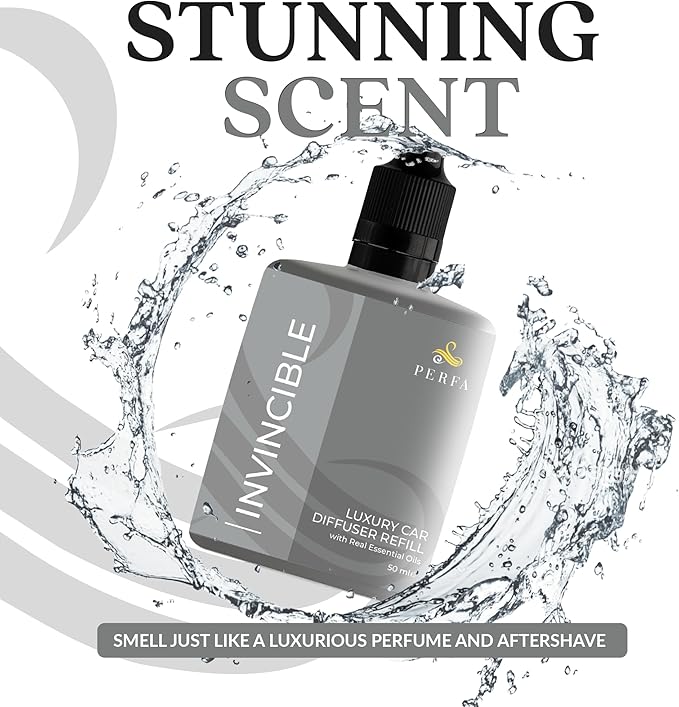Invincible Car Air Fresheners (Refill) | Affordable Air Fresheners for Men | 50ml Car Diffuser Refill | 3 Months Freshener Long Lasting | Gift-Ready Women's Car Pefume by Perfa