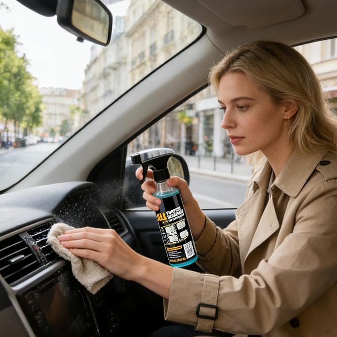 Car Interior Cleaner - Automotive Detailing Agent, Dashboard Protectant with Advanced UV Shield Protection, Upholstery Stain Remover, Vinyl Trim Restorer, Car Maintenance Spray for Deep Cleaning