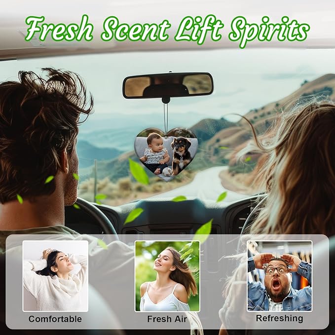 3-500Pcs Custom Air Fresheners with Picture - Personalized Double Sided Photo Text Logo Air Freshener for Car Hotel Business Event Promotion (General, Heart)