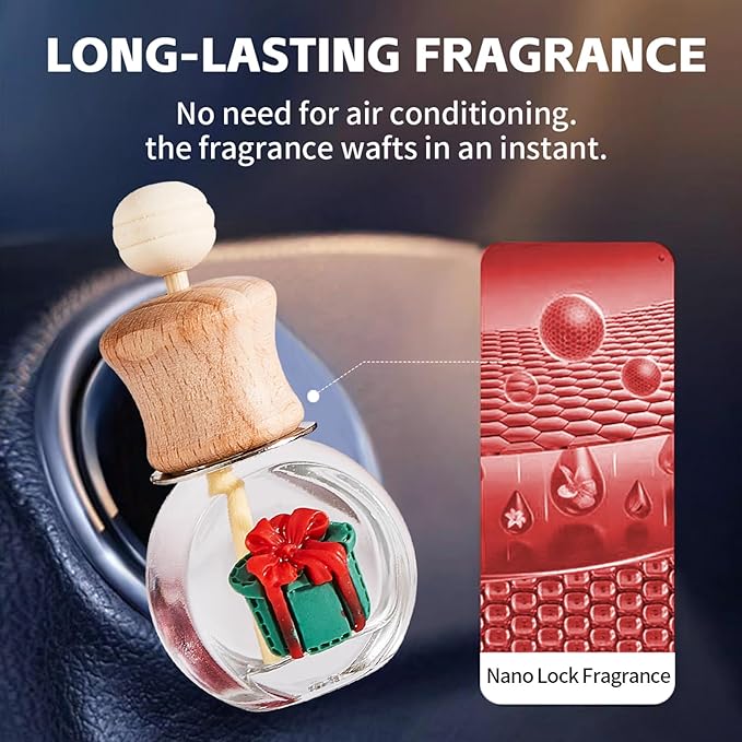 Car Air Freshener Diffuser Christmas Set, Hanging Car Scents Air Freshener, Car Fresheners Long Lasting, Essential Oil Diffuser, Christmas Fragrance Oil, 4pcs