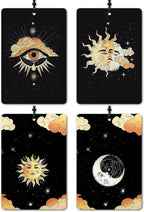 Witchy Starry Night Celestial Car Air Freshener 4 Pcs, Mystical Abstract Sun and Moon Astrology Air Freshener Hanging for Cars Books Closet Drawer, Gothic Car Accessories for Women Men