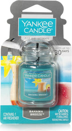 Yankee Candle Car Air Fresheners, Hanging Car Jar Ultimate, Neutralizes Odors Up To 30 Days, Bahama Breeze, 0.96 OZ (Pack of 6)